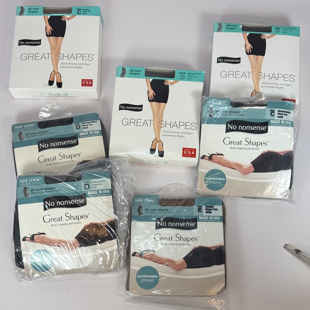 1 pair No Nonsense Great Shapes All-Over Shaper Pantyhose various sizes/colors